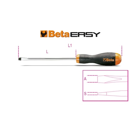 Beta Slotted Head Screwdriver, 4mm x 100mm 12010030